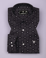 Velmor Black With White Printed Cotton Shirt