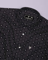 Velmor Black With White Printed Cotton Shirt