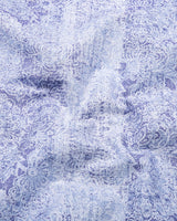 Falric Blue With White Printed Linen Cotton Shirt
