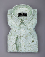 Pista With Mahendi Green Printed Dobby Cotton Shirt