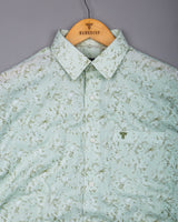 Pista With Mahendi Green Printed Dobby Cotton Shirt