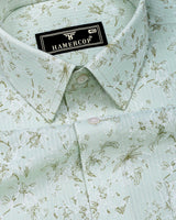 Pista With Mahendi Green Printed Dobby Cotton Shirt
