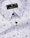 Salak White With Flower Printed Dobby Cotton Shirt