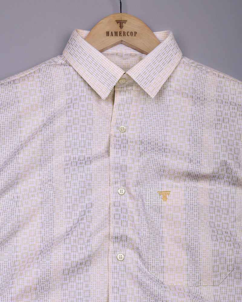 Jasper Cream With White Dobby Textured Cotton Shirt