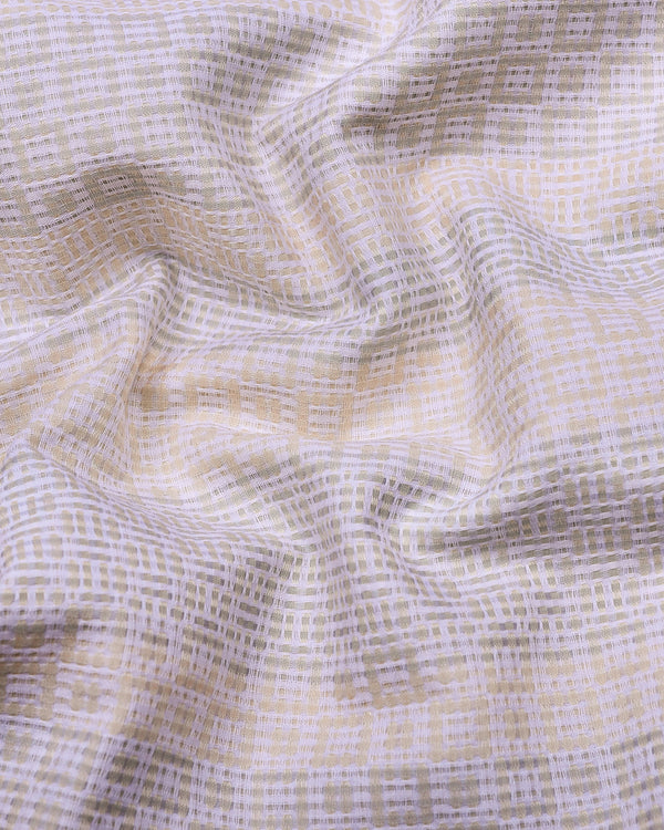 Jasper Cream With White Dobby Textured Cotton Shirt