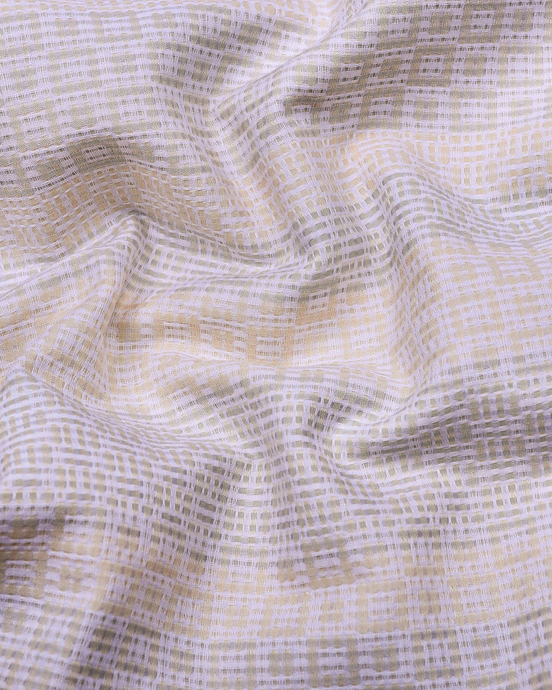 Jasper Cream With White Dobby Textured Cotton Shirt