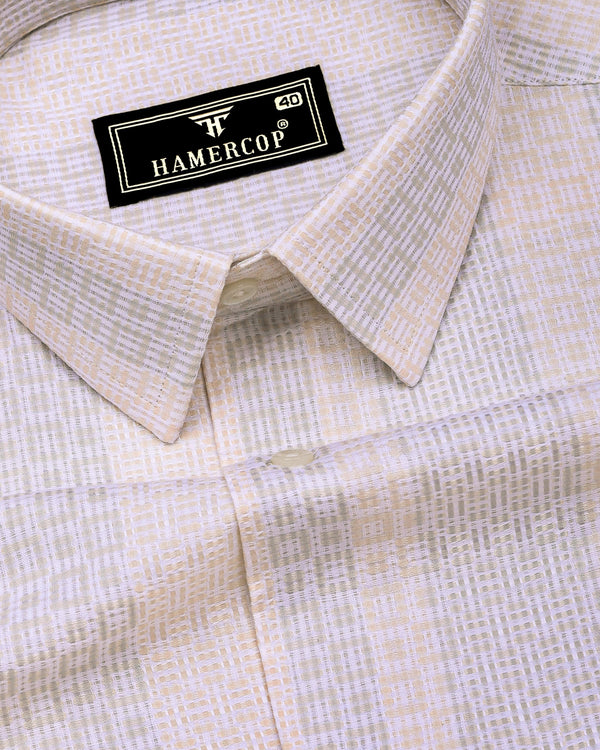 Jasper Cream With White Dobby Textured Cotton Shirt