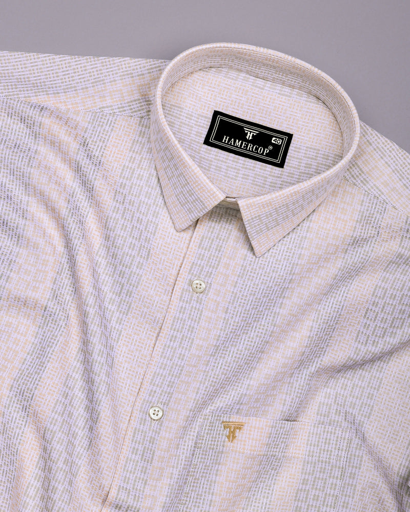 Jasper Cream With White Dobby Textured Cotton Shirt