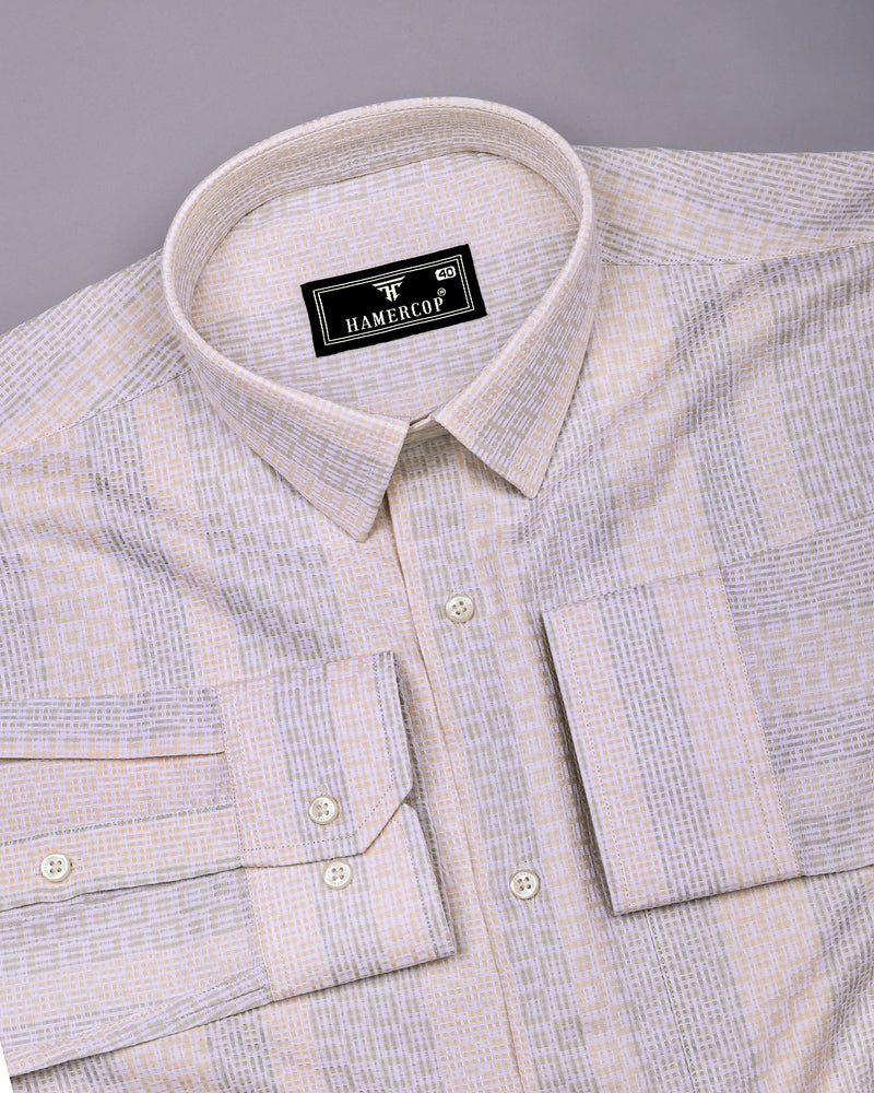 Jasper Cream With White Dobby Textured Cotton Shirt