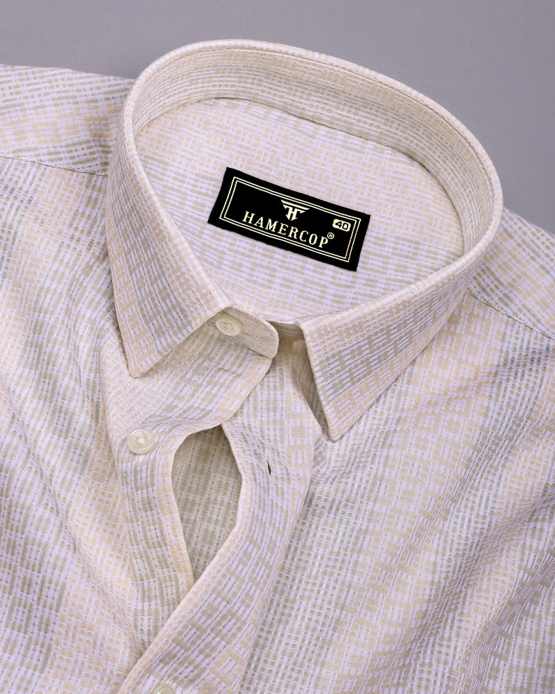 Jasper Cream With White Dobby Textured Cotton Shirt