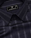 Onyx Gray With Silver Glitter Printed Stripe Cotton Shirt
