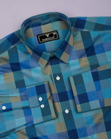 Axion Blue With Multicolor Check Premium Gizza Shirt