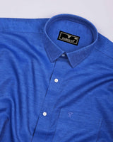 Fynor Blue Linen Cotton Solid Shirt
