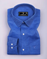 Fynor Blue Linen Cotton Solid Shirt
