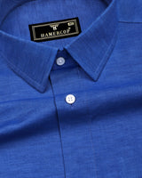 Fynor Blue Linen Cotton Solid Shirt