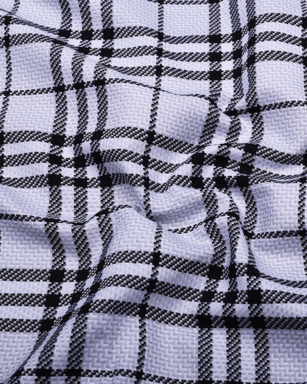 Dravon White With Black Dobby Check Premium Giza Shirt