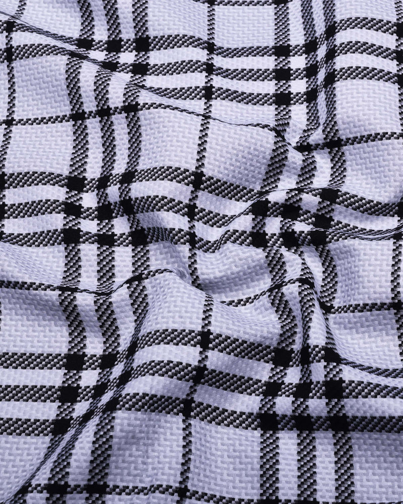 Dravon White With Black Dobby Check Premium Giza Shirt