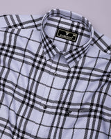 Dravon White With Black Dobby Check Premium Giza Shirt