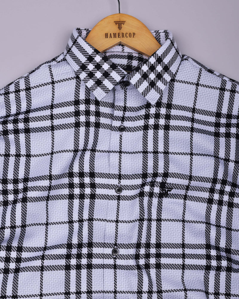 Dravon White With Black Dobby Check Premium Giza Shirt