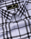 Dravon White With Black Dobby Check Premium Giza Shirt