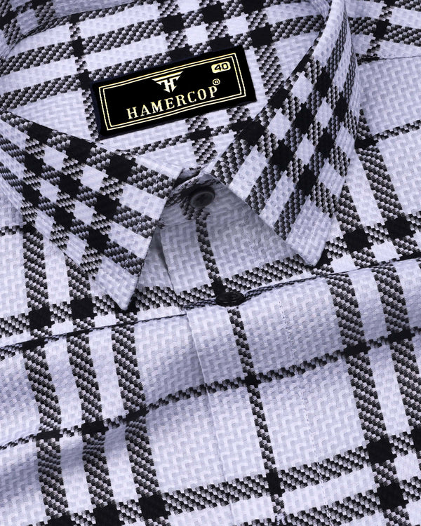 Dravon White With Black Dobby Check Premium Giza Shirt