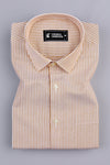 Brown and white oxford stripe shirt