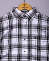 Luwan White With Black Waffle Dobby Check Shirt