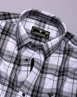 Luwan White With Black Waffle Dobby Check Shirt