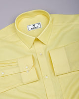 Superior Yellow Dobby Textured Formal Cotton Shirt