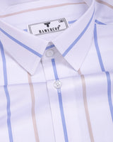 Kynor blue With Cream Stripe Premium Giza Shirt