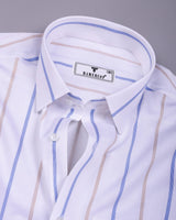 Kynor blue With Cream Stripe Premium Giza Shirt