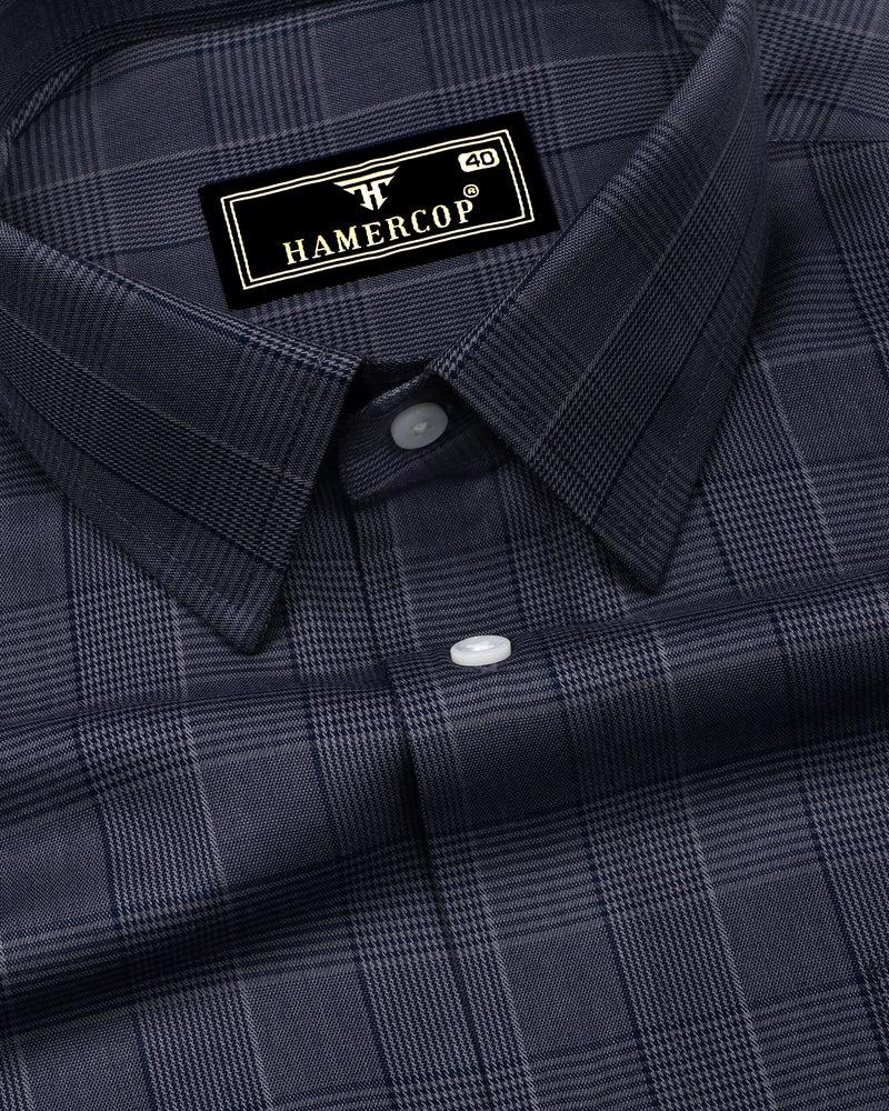 Stormlight Blue Houndstooth Check Premium Cotton Shirt