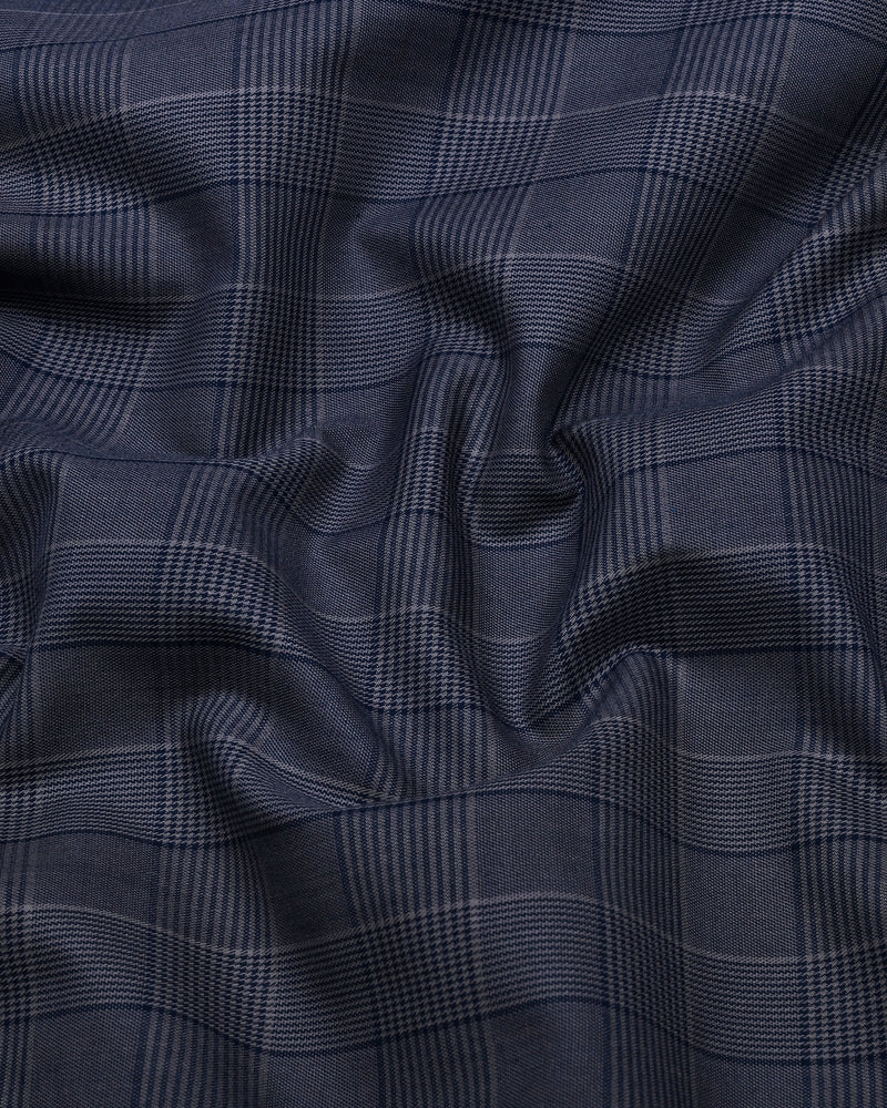 Stormlight Blue Houndstooth Check Premium Cotton Shirt