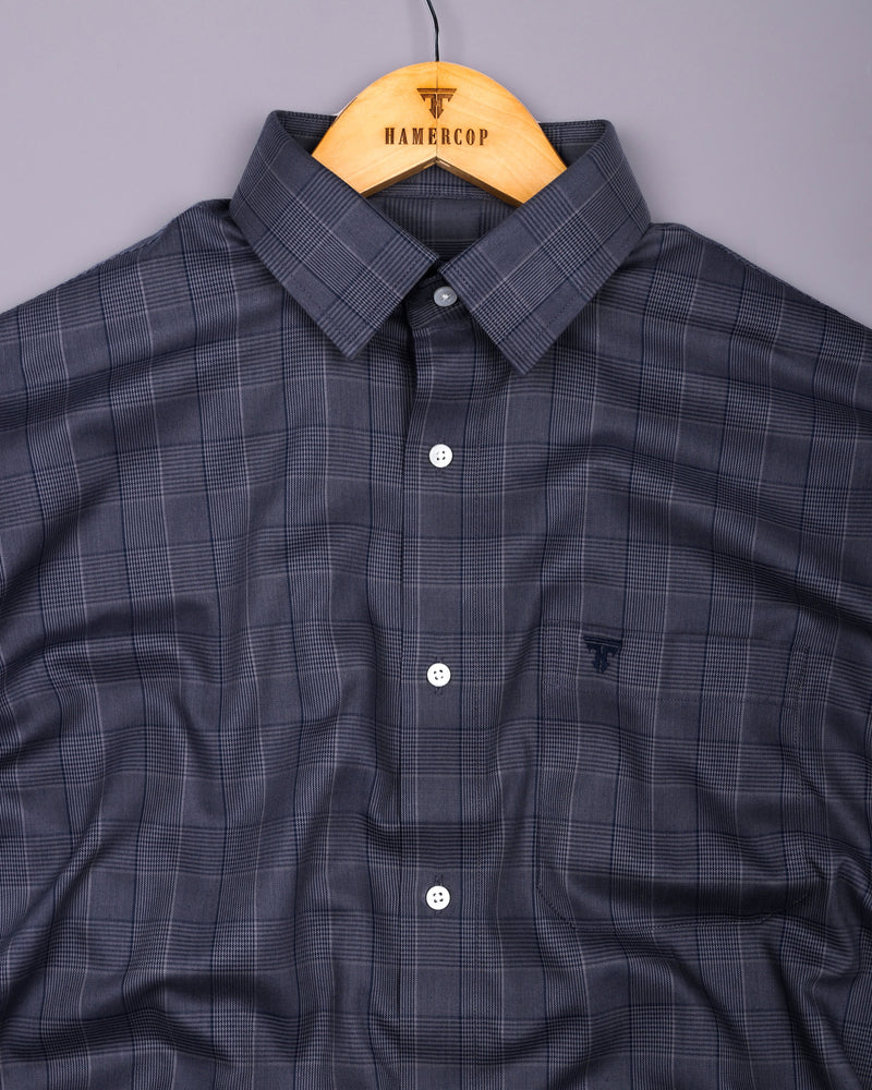 Stormlight Blue Houndstooth Check Premium Cotton Shirt