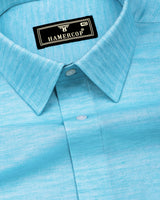 Calrix Aqua Blue Linen Cotton Shirt