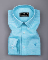 Calrix Aqua Blue Linen Cotton Shirt