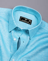 Calrix Aqua Blue Linen Cotton Shirt