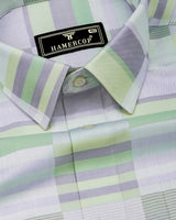 Aloevera Green With Gray Gizza Cotton Shirt