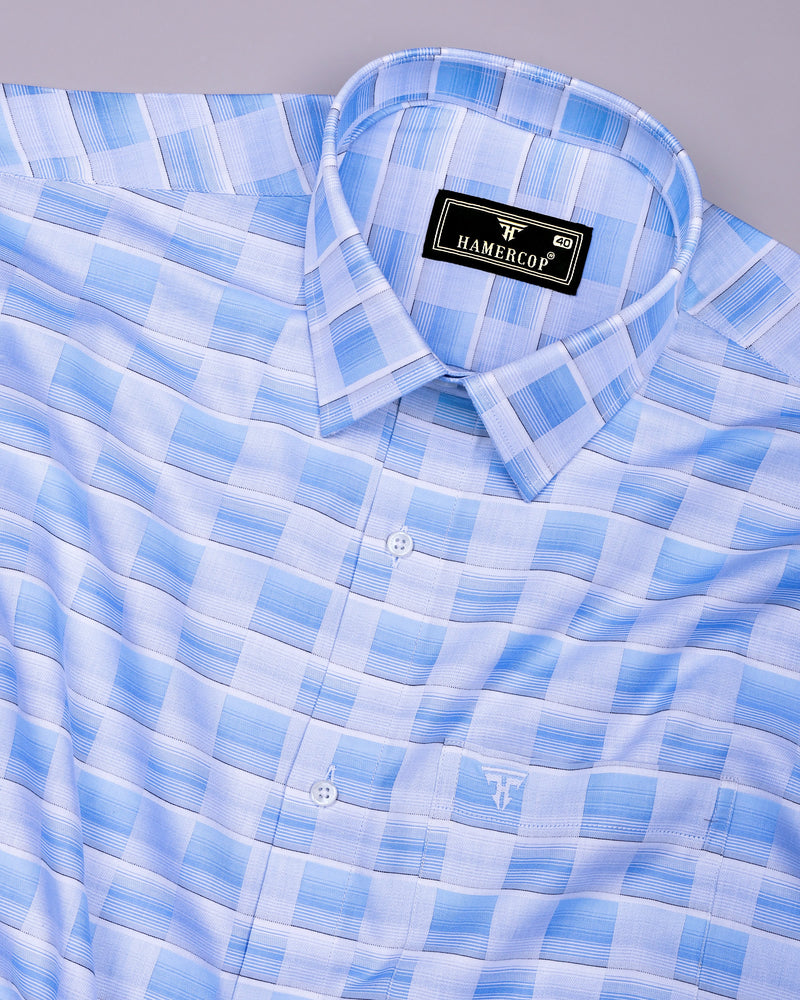 Cynor Blue With White Check Premium Giza Shirt