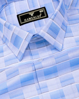 Cynor Blue With White Check Premium Giza Shirt