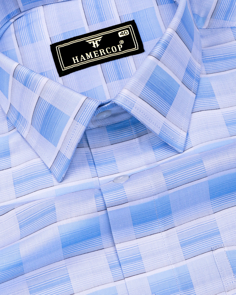 Cynor Blue With White Check Premium Giza Shirt