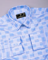 Cynor Blue With White Check Premium Giza Shirt