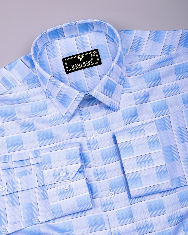 Cynor Blue With White Check Premium Giza Shirt