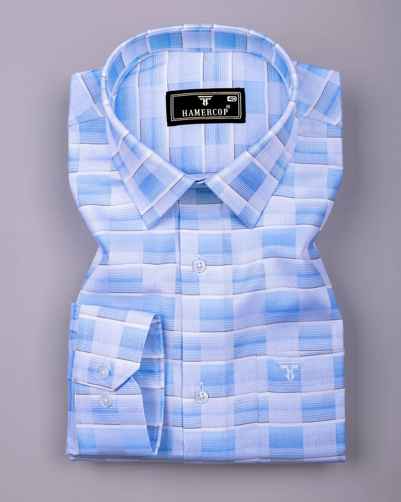 Cynor Blue With White Check Premium Giza Shirt