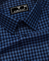 Marlet Blue Plaid Flannel Twill Check Cotton Shirt
