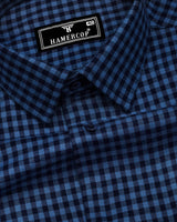 Marlet Blue Plaid Flannel Twill Check Cotton Shirt