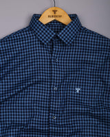 Marlet Blue Plaid Flannel Twill Check Cotton Shirt