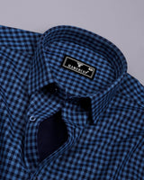 Marlet Blue Plaid Flannel Twill Check Cotton Shirt