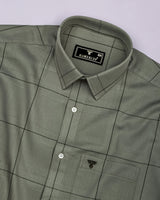 Army Green With Black Check Dobby Cotton Shirt