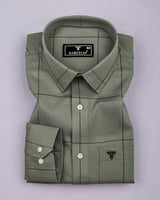 Army Green With Black Check Dobby Cotton Shirt